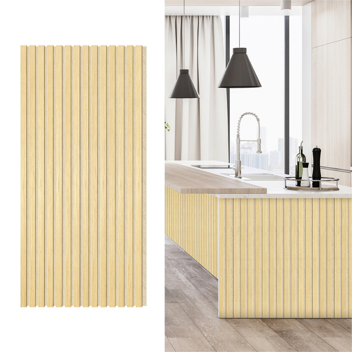 AKUSTIKPANEEL Economico  - Eichefarben, Basics, Holz/Kunststoff (120/56/1,8cm) - Novel