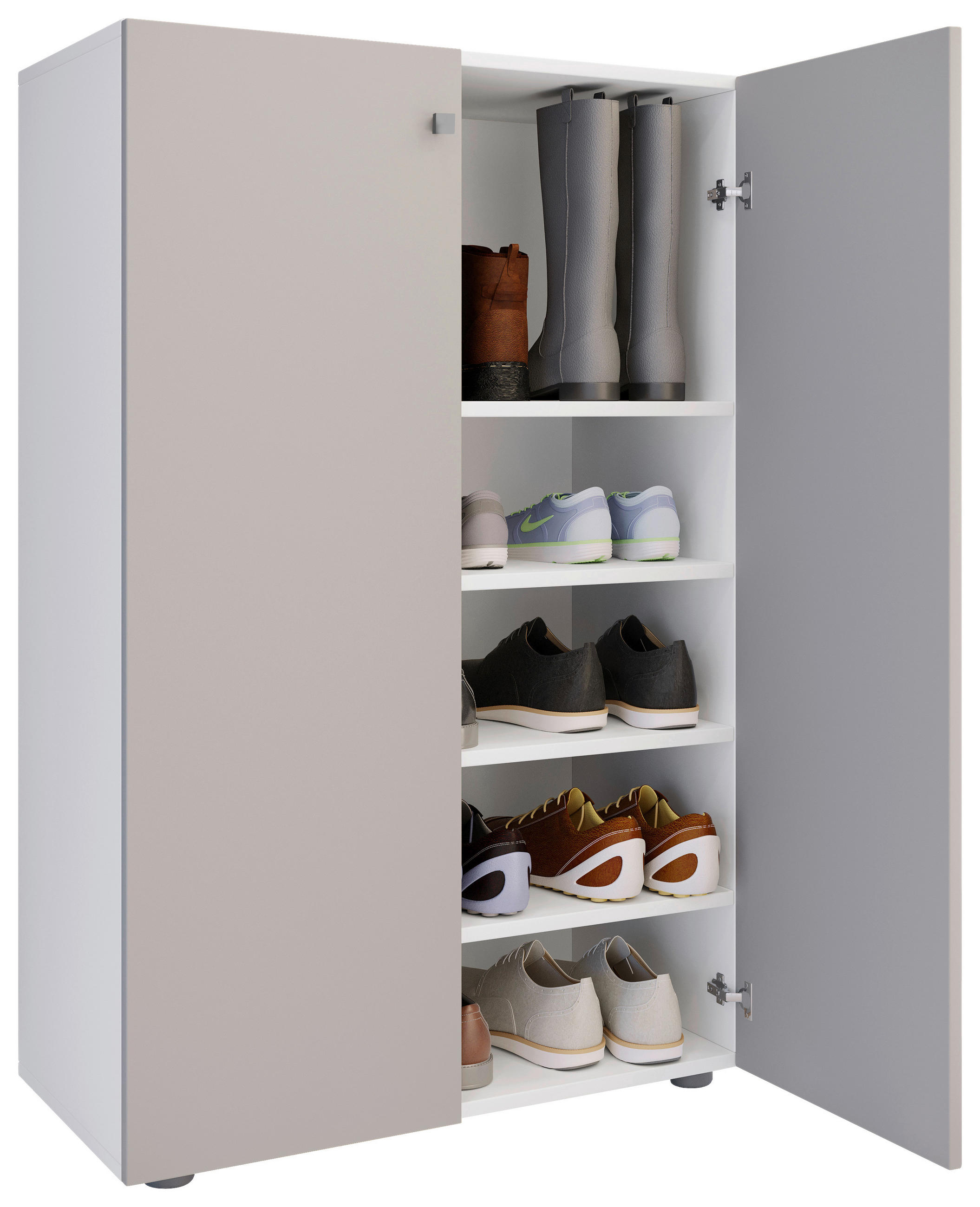 SCHUHSCHRANK Lona in 70/110/39 cm - Silberfarben/Schwarz, Design, Holzwerkstoff/Kunststoff (70/110/39cm) - MID.YOU