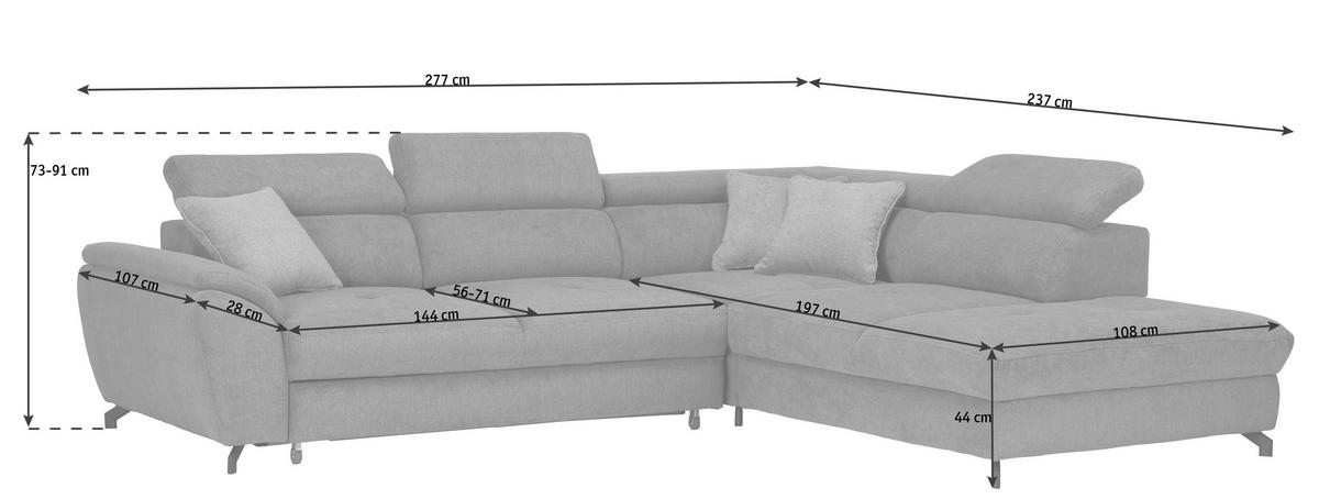 ROHOVÁ SEDACIA SÚPRAVA, textil, sivá - čierna/sivá, Design, kov/textil (237/277cm) - Stylife