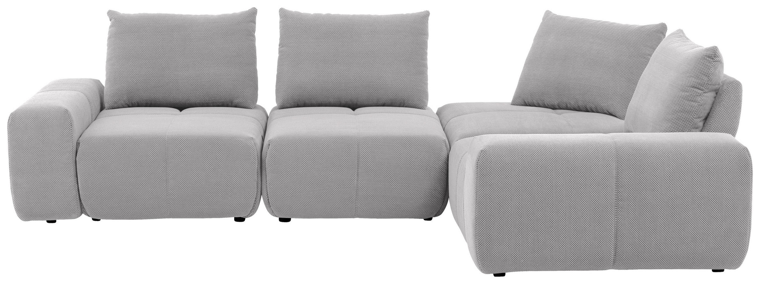 ECKSOFA in Velours Silberfarben  - Silberfarben/Schwarz, Design, Kunststoff/Textil (326/236cm) - Xora