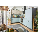 KÜCHENLEERBLOCK  185/305 cm  in Schwarz, Eichefarben, Pastellblau  - Pastellblau/Eichefarben, Design, Holzwerkstoff/Metall (185/305cm) - Xora