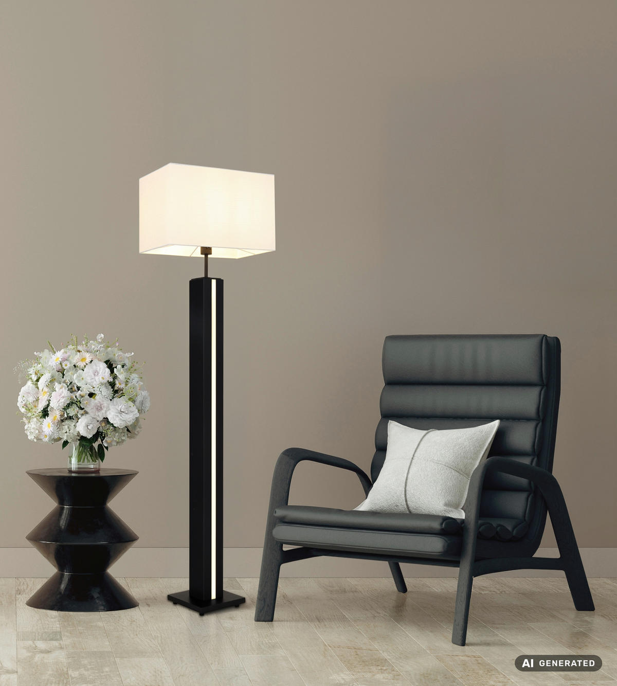 LED-STEHLEUCHTE Forest 40/27/150 cm  - Dunkelbraun/Schwarz, Design, Holzwerkstoff/Kunststoff (40/27/150cm) - Globo