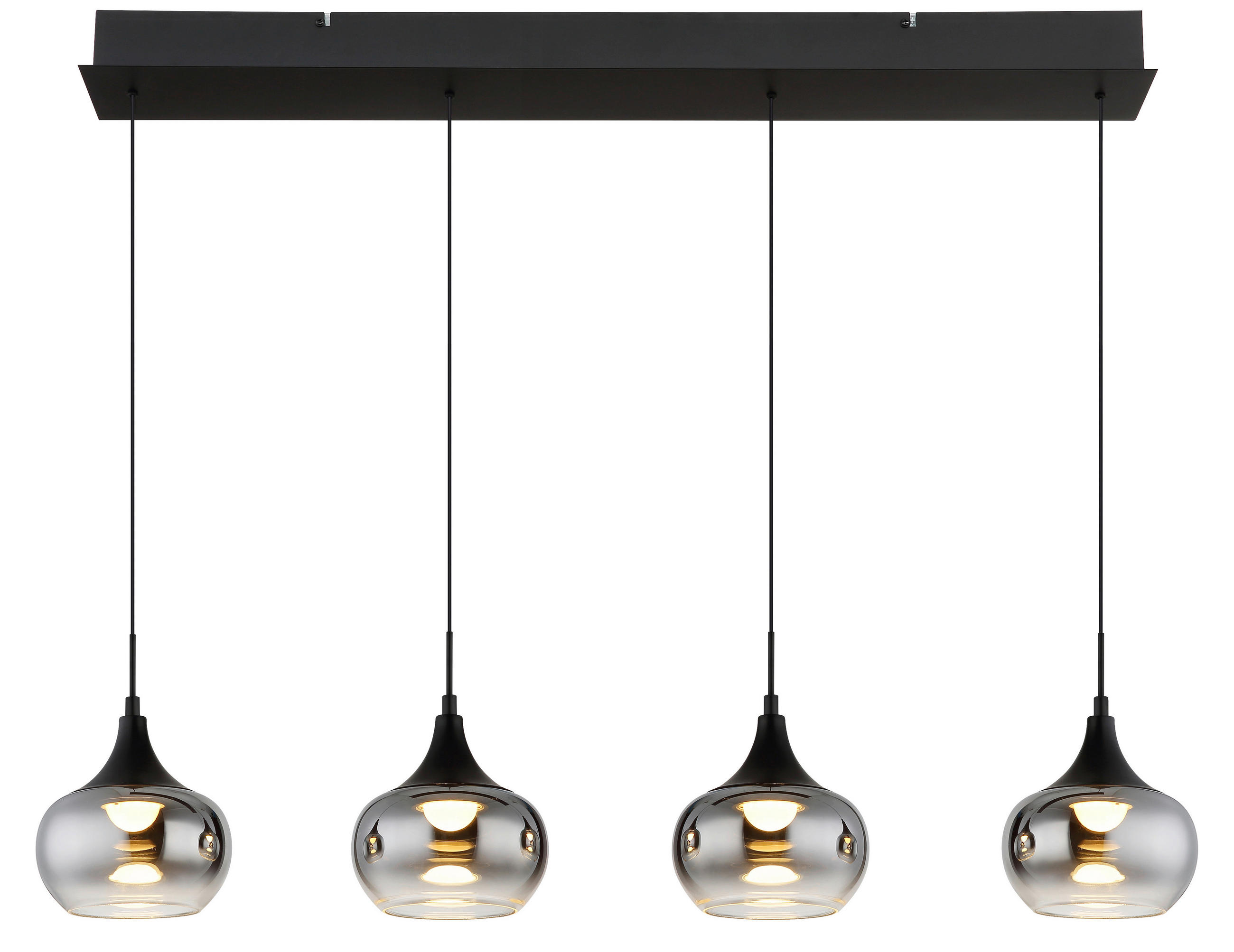 HÄNGELEUCHTE Lui 90/15/150 cm   - Klar/Schwarz, Design, Glas/Kunststoff (90/15/150cm) - Globo
