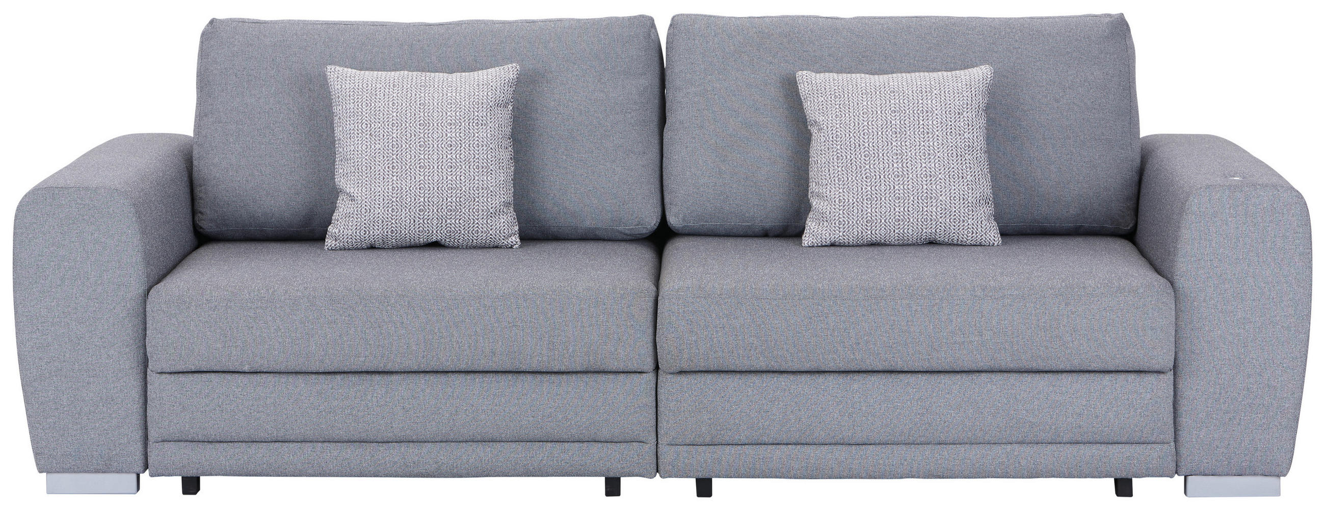 3-SITZER-SOFA Webstoff Grau  - Chromfarben/Grau, Design, Kunststoff/Textil (252/87/107cm) - Livetastic