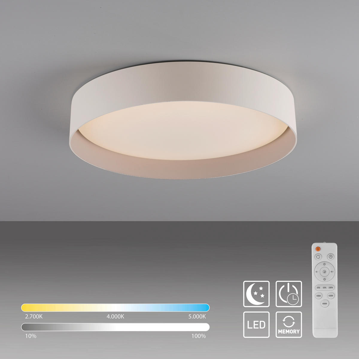 LED-DECKENLEUCHTE 39/39/7.3 cm   - Sandfarben, KONVENTIONELL, Kunststoff/Metall (39/39/7.3cm) - Schöner Wohnen