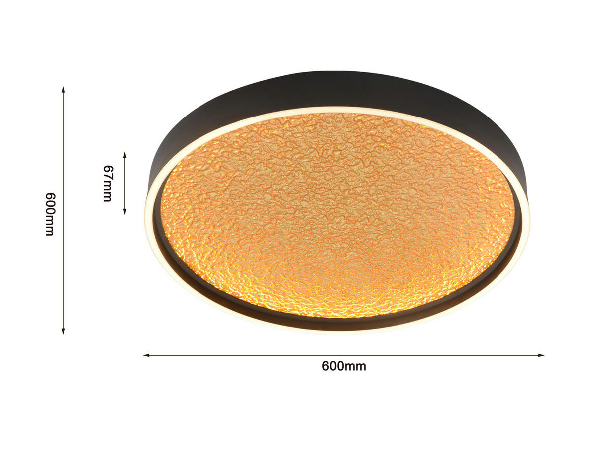 PLAFONIERĂ CU LED - auriu/negru, Design, plastic/metal (60/6,5cm)