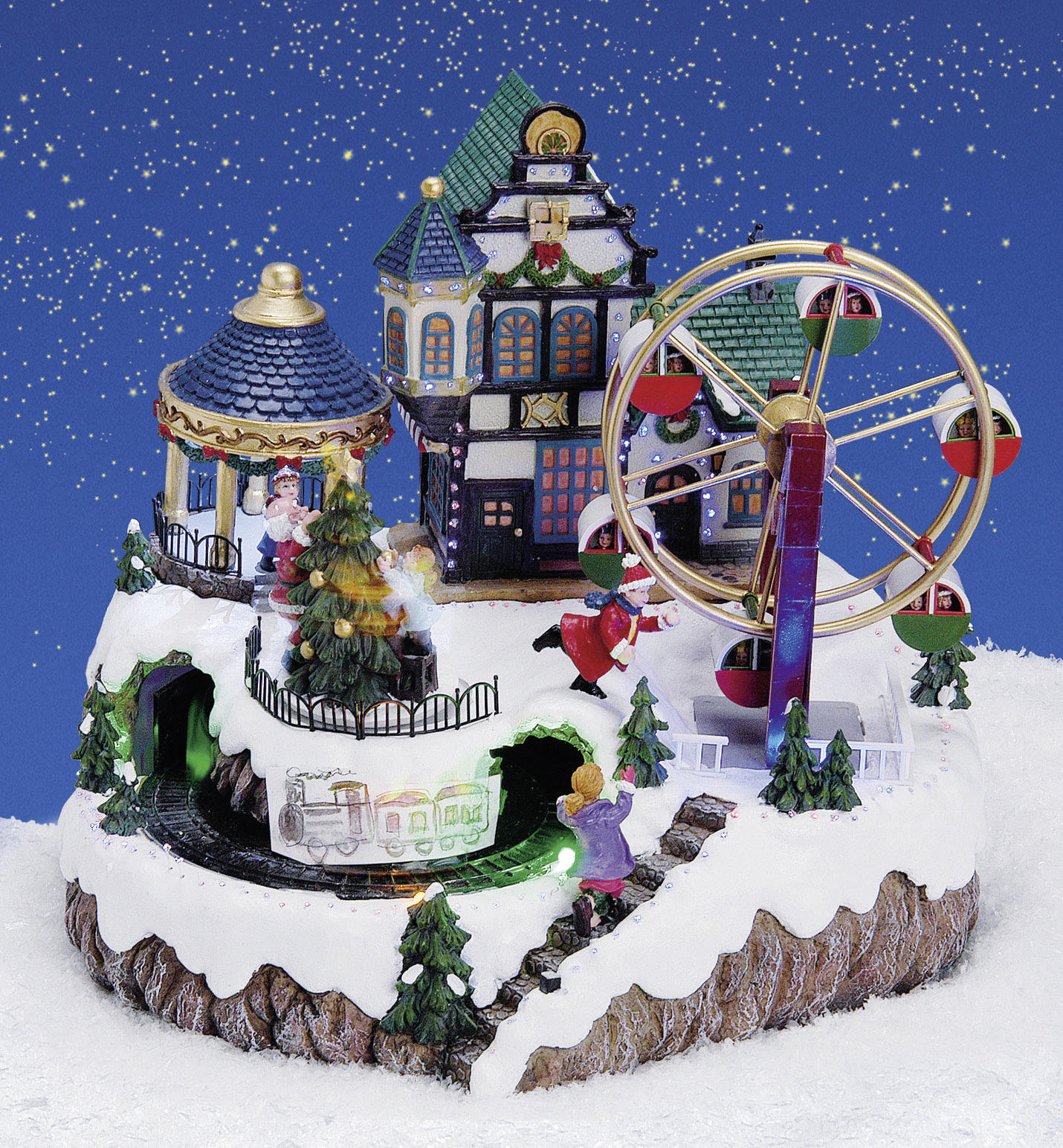 SPIELUHR WEIHNACHTSMARKT  - Blau/Weiß, Basics, Kunststoff (34/26/29cm) - X-Mas
