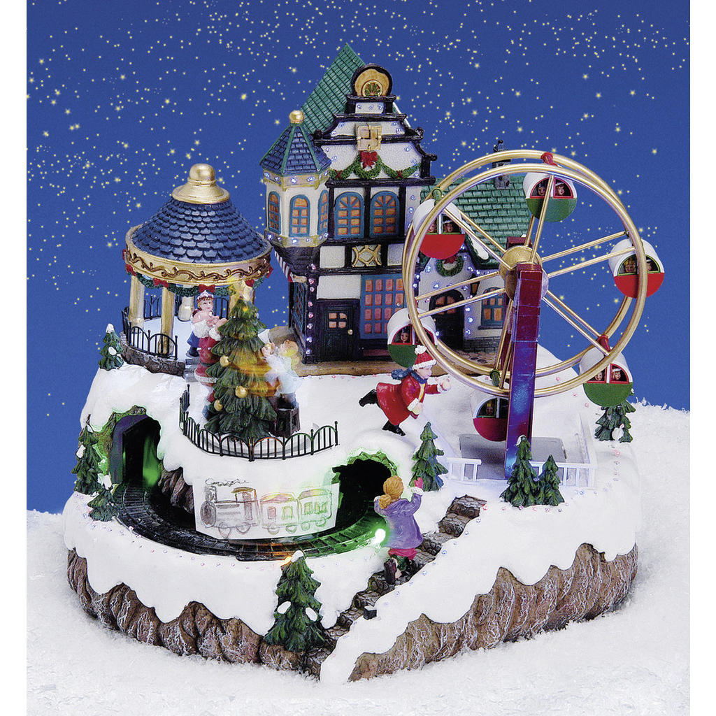 Thumbnail - X-Mas Spieluhr, Blau, Grün, Weiß, Kunststoff, 34x26x29 cm, Dekoration, Weihnachtsdekoration, Winterdeko