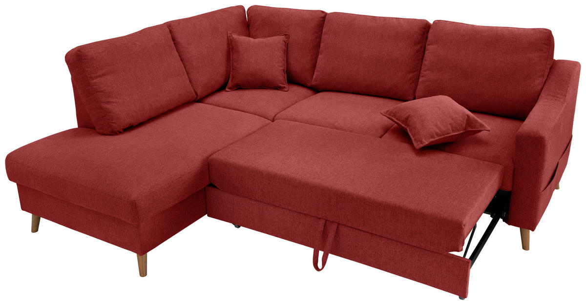 ECKSOFA in Chenille Rot  - Rot/Naturfarben, Konventionell, Holz/Textil (200/230cm) - Livetastic