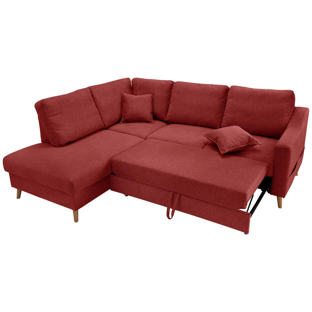Thumbnail - Livetastic Ecksofa Valentina, Rot, Textil, Buche, Uni, 4-Sitzer, Füllung: Schaumstoff, Ottomane links, L-Form, 230x200 c...
