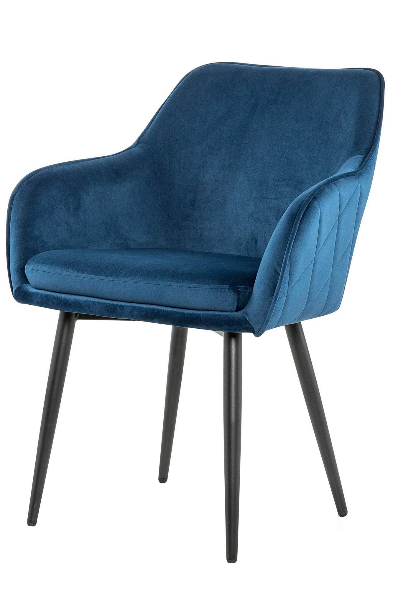 ARMLEHNSTUHL   Samt  - Blau/Schwarz, MODERN, Textil/Metall (61/85/60cm) - Livetastic