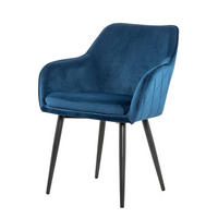 ARMLEHNSTUHL   Samt  - Blau/Schwarz, MODERN, Textil/Metall (61/85/60cm) - Livetastic