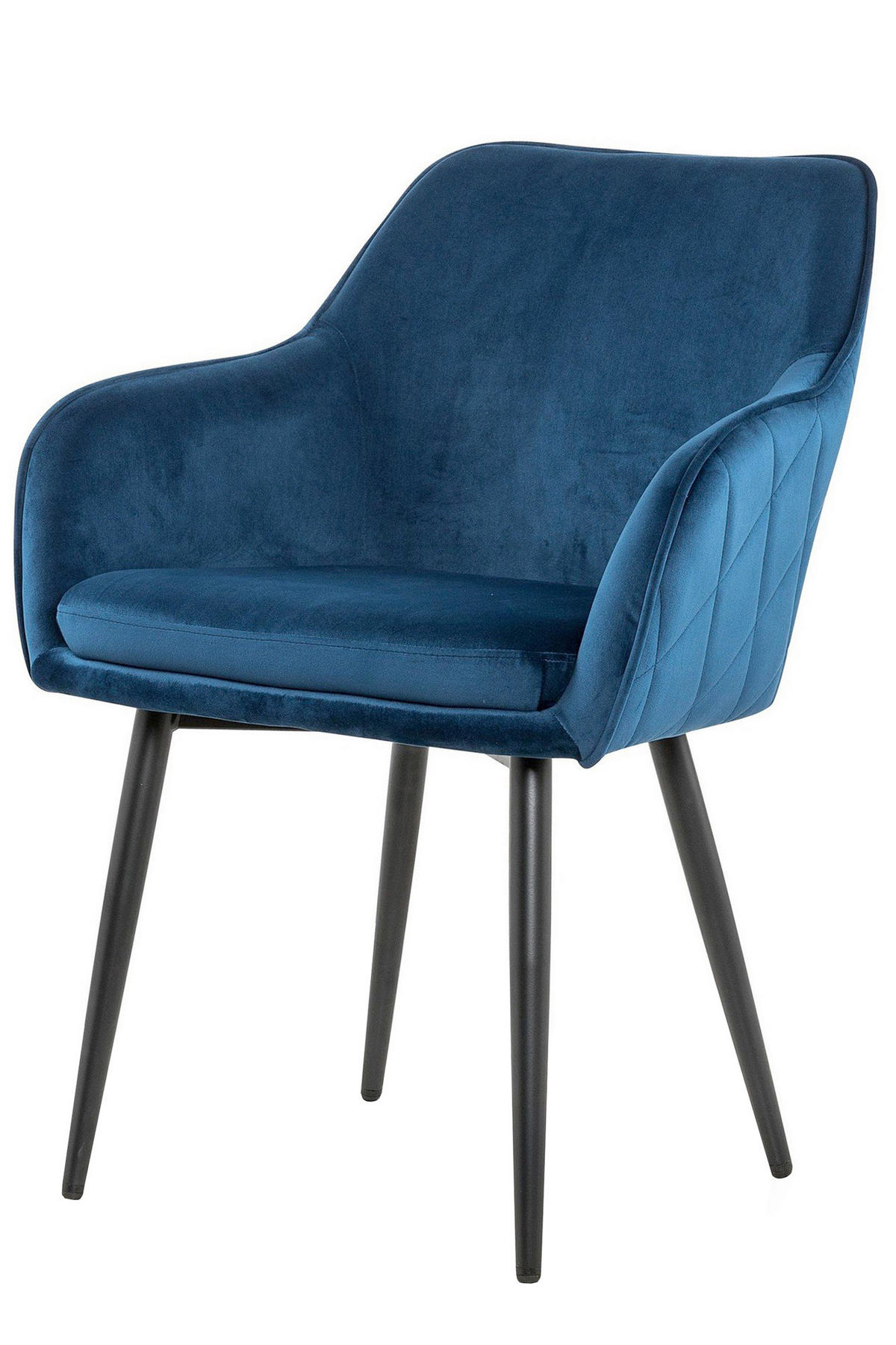 ARMLEHNSTUHL   Samt  - Blau/Schwarz, MODERN, Textil/Metall (61/85/60cm) - Livetastic