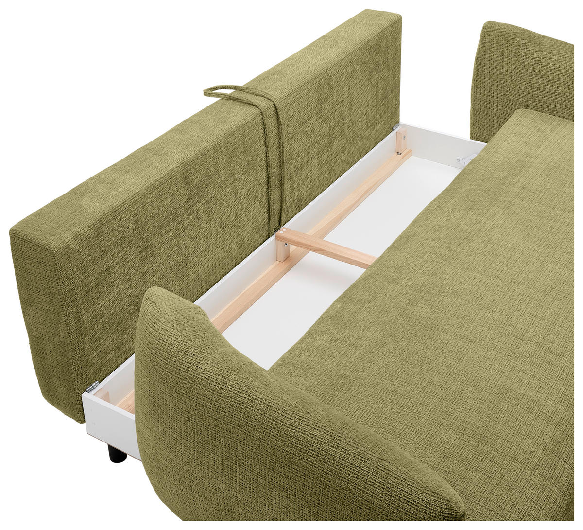 SCHLAFSOFA  mit Stoffauswahl, Liegefunktion, Schlafen auf Sitzhöhe, Rücken echt Chenille Olivgrün  - Schwarz/Olivgrün, KONVENTIONELL, Textil/Metall (228/75/98cm) - Carryhome
