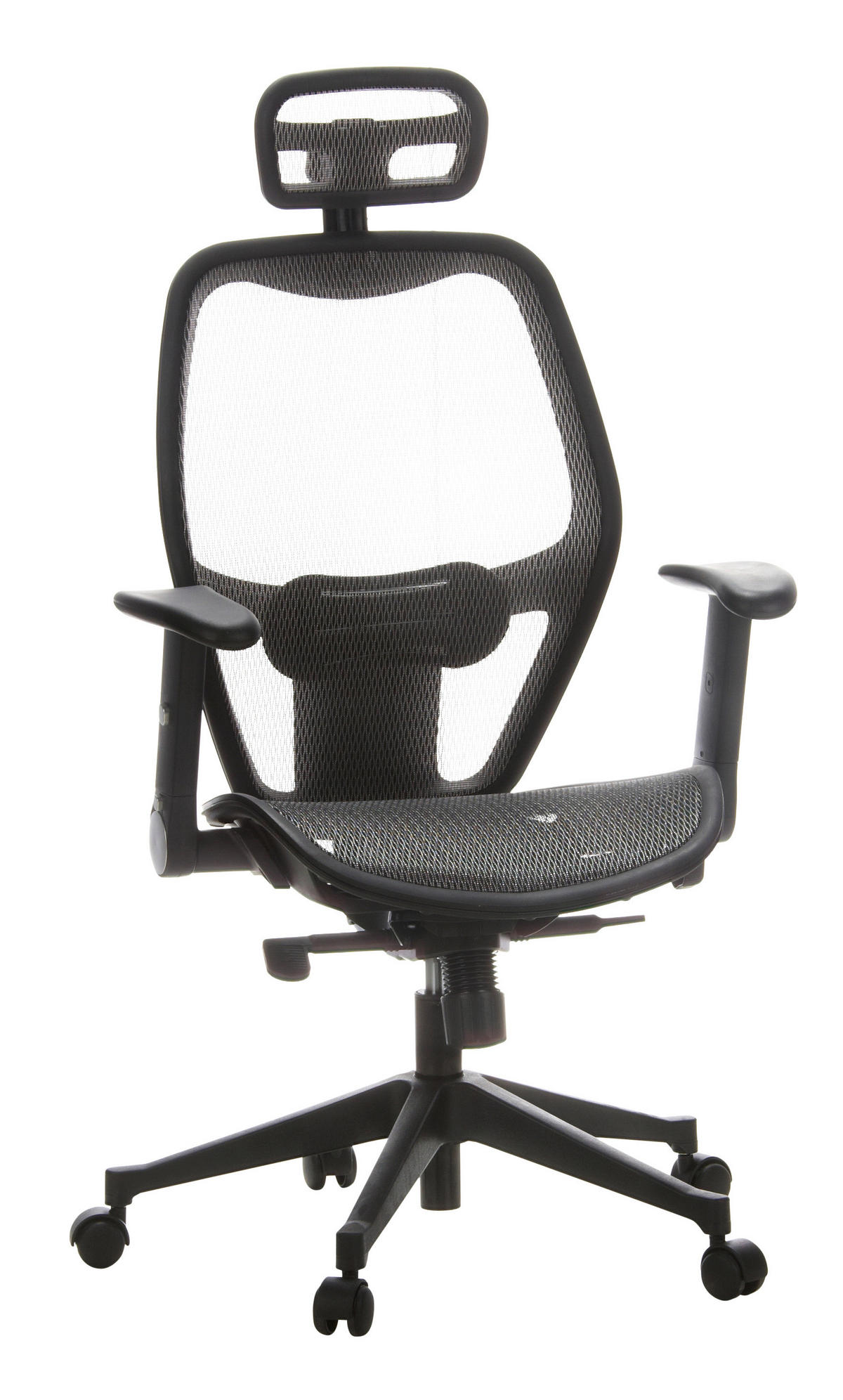 DREHSTUHL Netzbespannung Grau, Schwarz  - Schwarz/Grau, Basics, Kunststoff/Textil (59/117/48cm) - MID.YOU