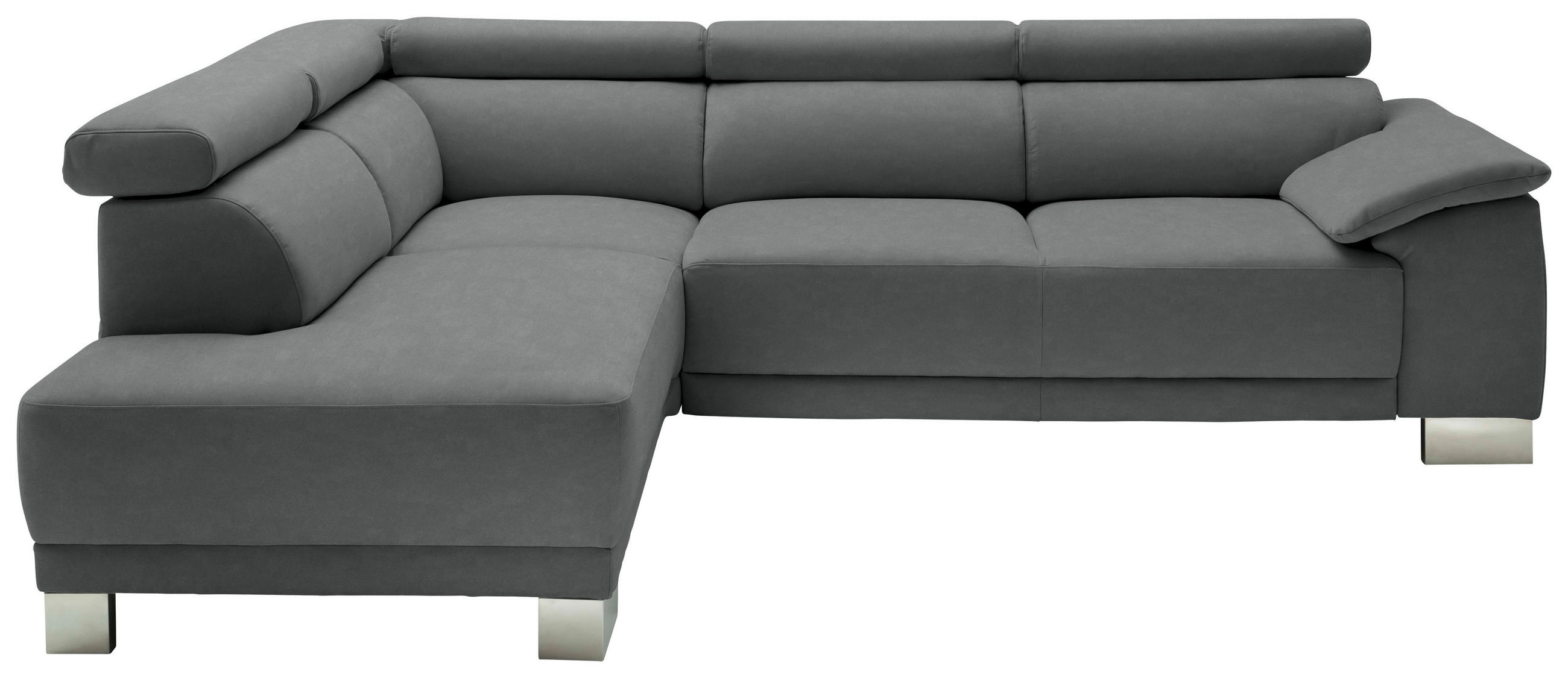 ECKSOFA in Mikrofaser Dunkelgrau  - Chromfarben/Dunkelgrau, Design, Holz/Textil (205/270cm) - Pure Home Lifestyle