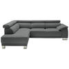 ECKSOFA  in Mikrofaser Dunkelgrau  205/270 cm  - Chromfarben/Dunkelgrau, Design, Holz/Textil (205/270cm) - Pure Home Lifestyle