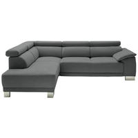 ECKSOFA in Mikrofaser Dunkelgrau  - Chromfarben/Dunkelgrau, Design, Holz/Textil (205/270cm) - Pure Home Lifestyle