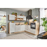 KOTNA KUHINJA - barve hrasta/bela, Moderno, leseni material (245/226cm) - Welnova