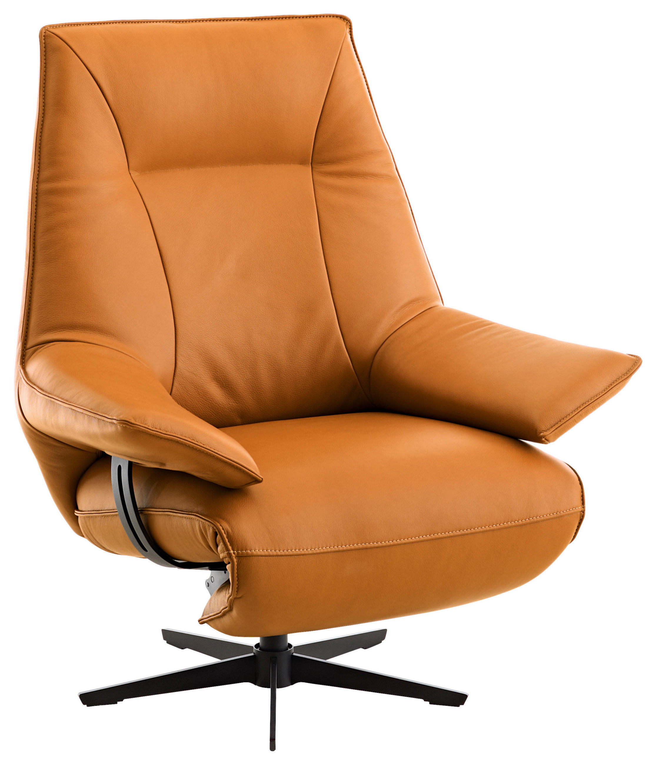 RELAXSESSEL Echtleder Relaxfunktion, Kopfteilverstellung, Rücken echt    - Rostfarben/Beige, Design, Leder/Metall (92/79/82cm) - Dieter Knoll