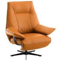 RELAXSESSEL Echtleder Relaxfunktion, Kopfteilverstellung, Rücken echt    - Rostfarben/Beige, Design, Leder/Metall (92/79/82cm) - Dieter Knoll