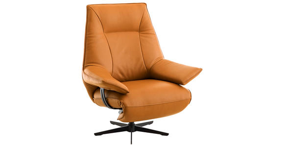 RELAXSESSEL Echtleder Relaxfunktion, Kopfteilverstellung, Rücken echt    - Rostfarben/Beige, Design, Leder/Metall (92/79/82cm) - Dieter Knoll