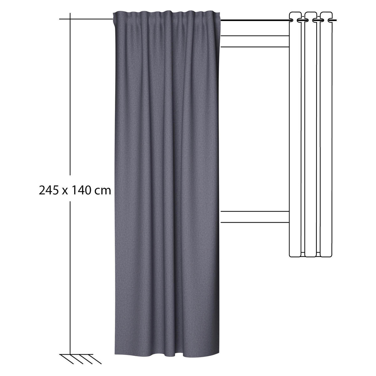 SCHLAUFENSCHAL  blickdicht  135/245 cm   - Grau, Basics, Textil (135/245cm)
