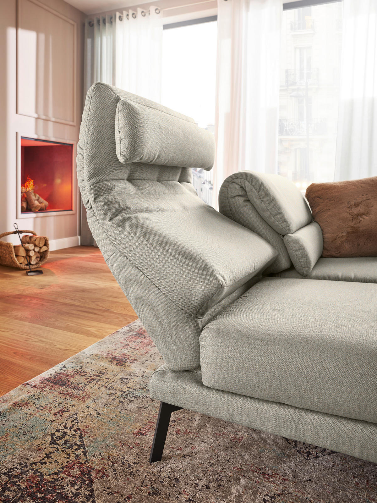 2-SITZER-SOFA Flachgewebe Sandfarben  - Sandfarben/Schwarz, Design, Textil/Metall (178-226/83-113/96-177cm) - Dieter Knoll