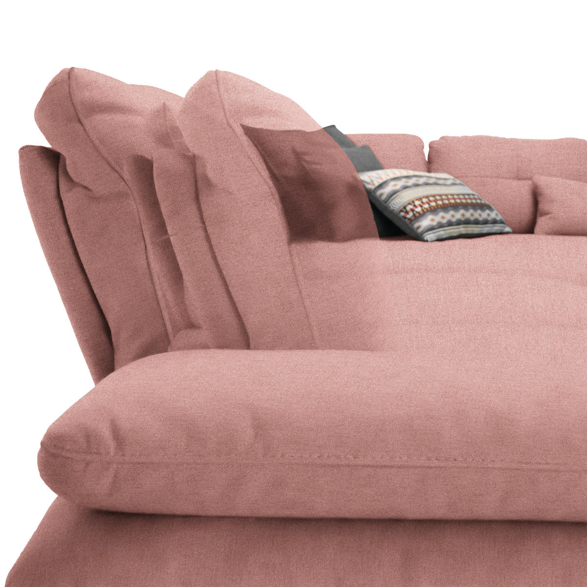 ECKSOFA in Flachgewebe Altrosa  344/271 cm  - Schwarz/Altrosa, Design, Textil/Metall (344/271cm) - Chilliano