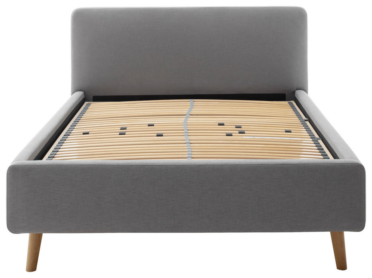 POLSTERBETT Lattenrost, Bettkasten Hellgrau 140/200 cm  - Eichefarben/Hellgrau, Design, Holz/Textil (140/200cm) - Livetastic