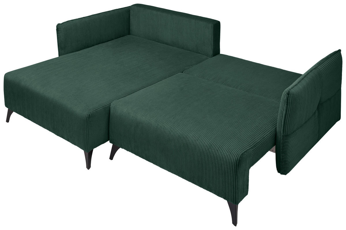 ECKSOFA Grün Cord  - Schwarz/Grau, Design, Textil/Metall (175/254cm) - Stylife