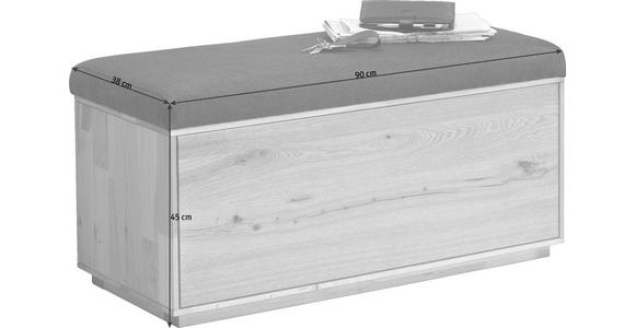 GARDEROBENBANK Eiche massiv Anthrazit, Eichefarben - Eichefarben/Anthrazit, Design, Holz/Textil (90/45/38cm) - Valnatura