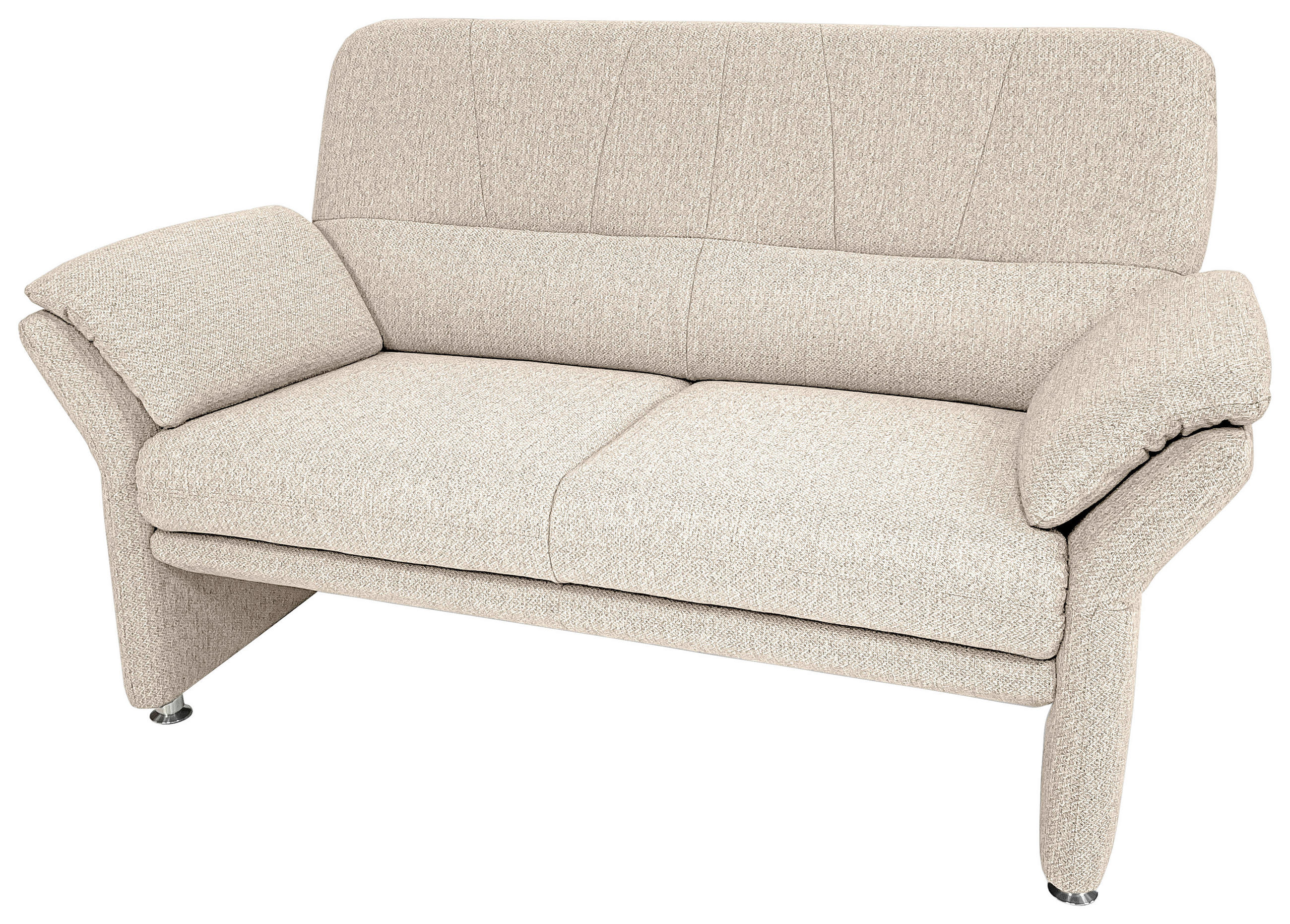 2-SITZER-SOFA Flachgewebe Creme  - Chromfarben/Creme, Design, Textil/Metall (147-172/90/89cm) - Horst AG