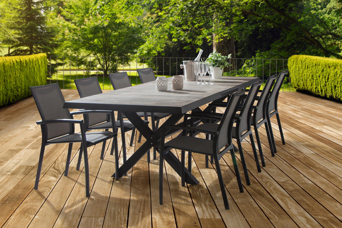 GARTENTISCH 200-260/100/77 cm Metall rechteckig  - Anthrazit/Graubraun, Basics, Keramik/Metall (200-260/100/77cm) - Siena Garden