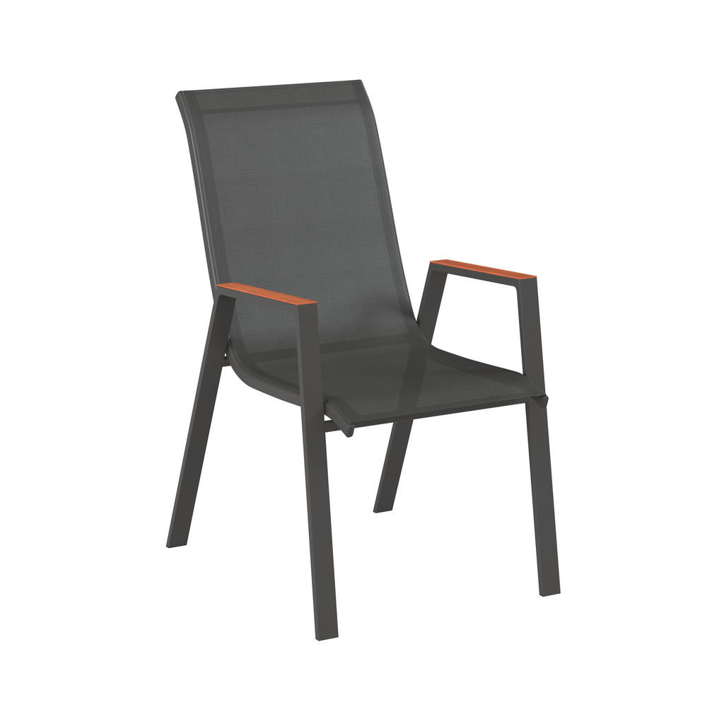 Thumbnail - Ambia Garden Stapelsessel, Anthrazit, Natur, Metall, Textil, Flachrohr, 54x90x72 cm, Gartenmöbel, Gartenstühle, Gartenst...