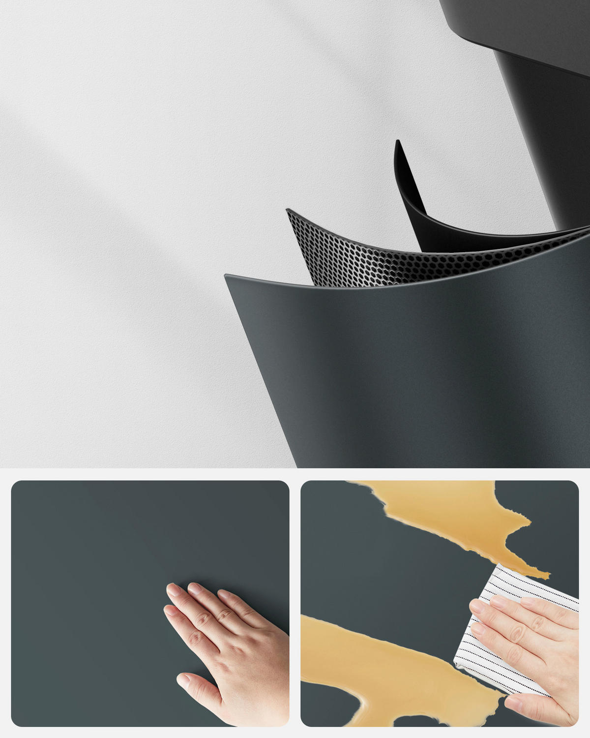 ABFALLSAMMLER 45 l  Metall, Kunststoff  - Dunkelgrau/Schwarz, Basics, Kunststoff/Metall (60,5/48,5/40,5cm)