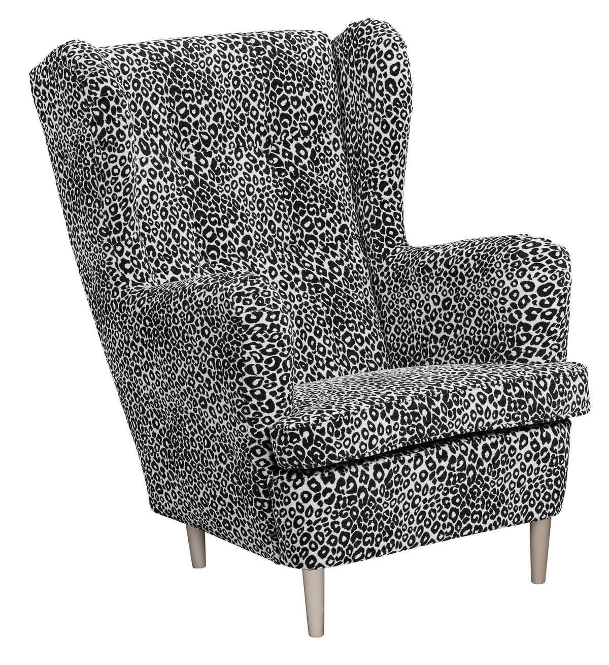 SESSEL in Jacquard, Webstoff Schwarz, Weiß  - Kaschmir/Schwarz, MODERN, Holz/Textil (78/102/98cm) - MID.YOU