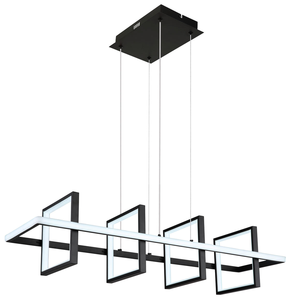 LED-HÄNGELEUCHTE  90/28 cm   - Opal/Schwarz, Design, Kunststoff/Metall (90/28cm) - Globo