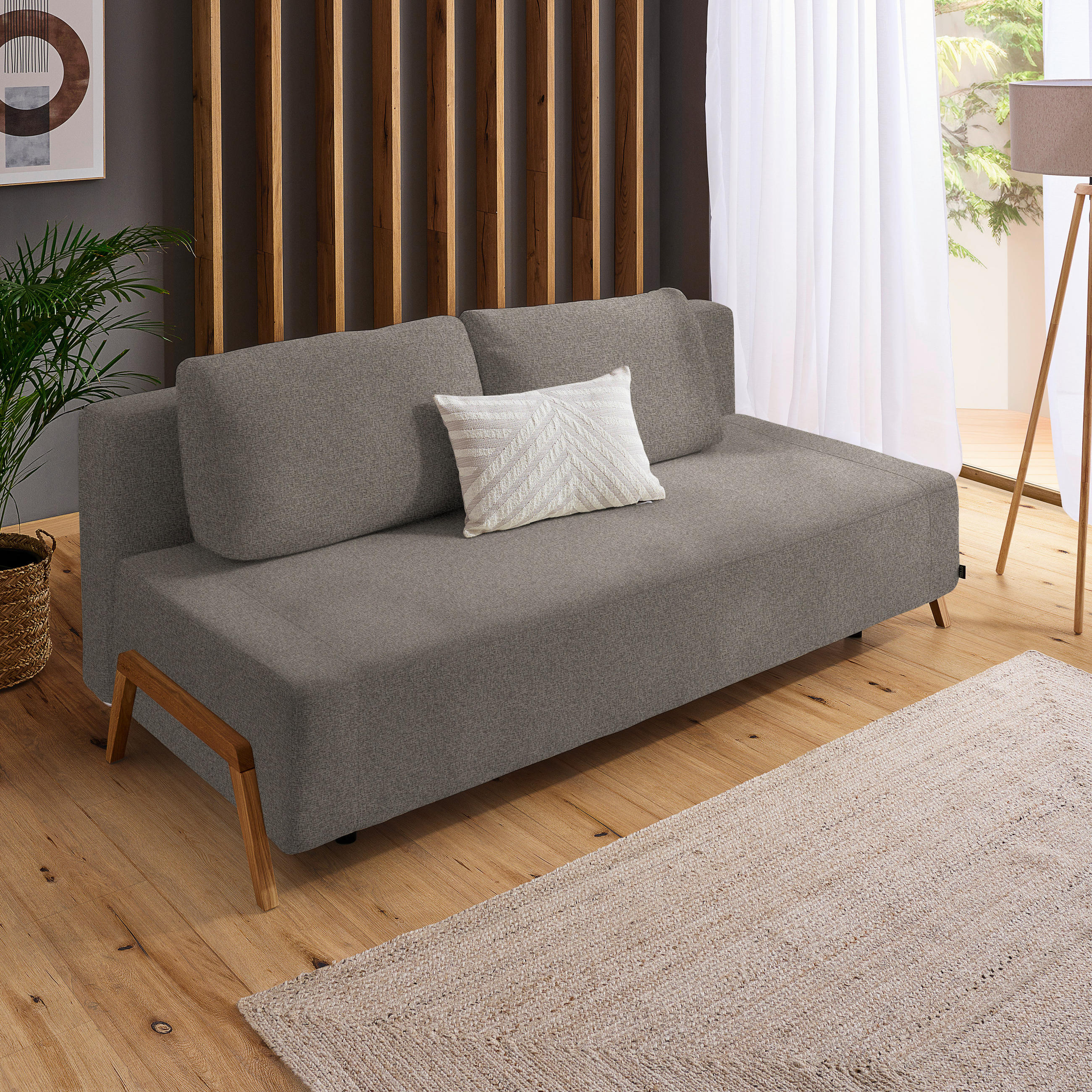 SCHLAFSOFA in Textil Taupe  - Taupe/Naturfarben, Design, Holz/Textil (211/88/102cm) - Niels Andersson