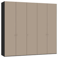 DREHTÜRENSCHRANK Hellbraun, Schwarz  - Hellbraun/Silberfarben, Design, Glas/Holzwerkstoff (253/236/59cm) - Jutzler