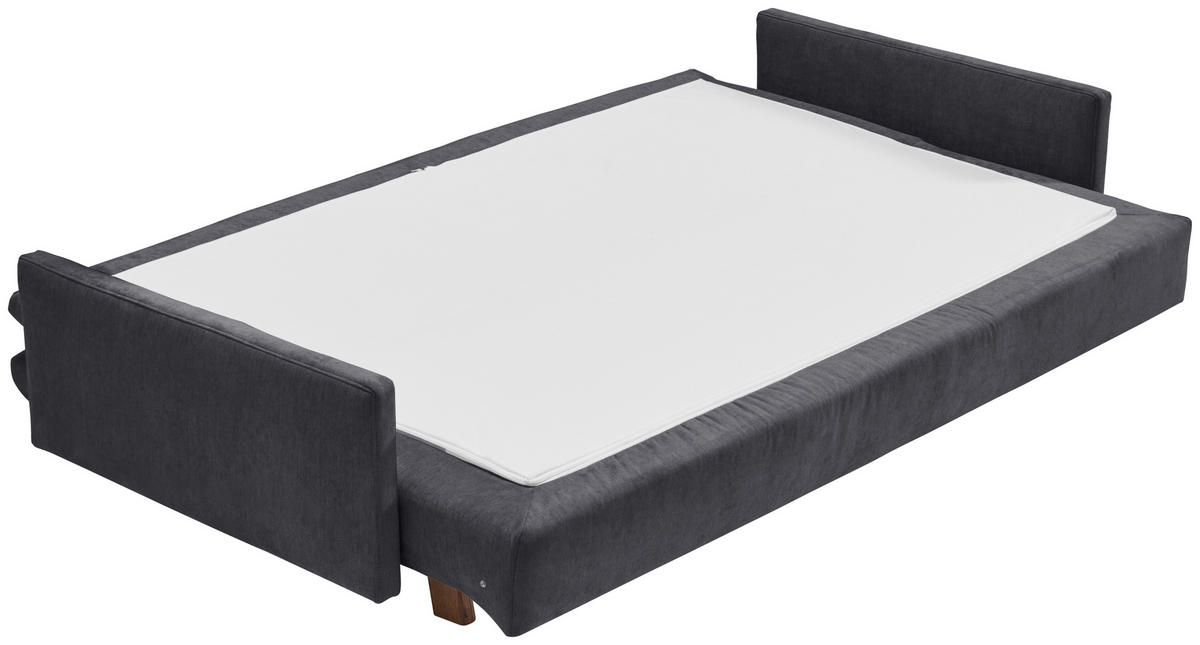 SCHLAFSOFA Flachgewebe Graublau  - Graublau/Eichefarben, KONVENTIONELL, Holz/Textil (220/85/98cm) - Carryhome