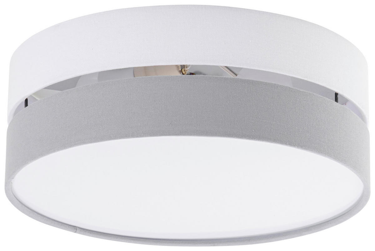 DECKENLEUCHTE 37/13,5 cm   - Weiß/Grau, MODERN, Kunststoff/Textil (37/13,5cm) - Novel