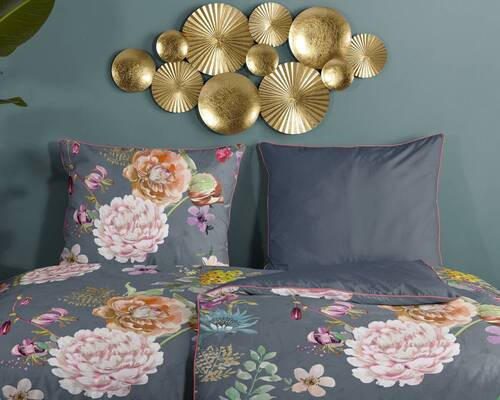 Thumbnail - Wendebettwäsche Parma, Anthrazit, Grau, Textil, Floral, 135x200 cm, atmungsaktiv, Schlaftextilien, Bettwäsche, Bettwäsch...
