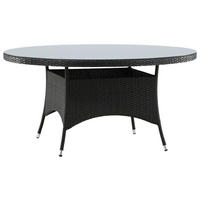 GARTENTISCH 150/150/74 cm Metall, Kunststoff, Glas rund  - Schwarz, KONVENTIONELL, Glas/Kunststoff (150/150/74cm) - Gardenson