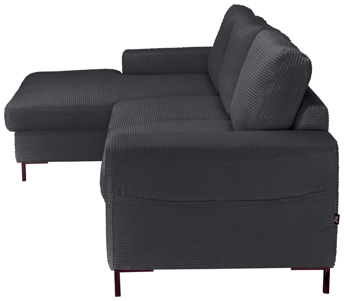 ECKSOFA Anthrazit Cord  - Anthrazit/Schwarz, KONVENTIONELL, Textil/Metall (150/240cm) - Carryhome