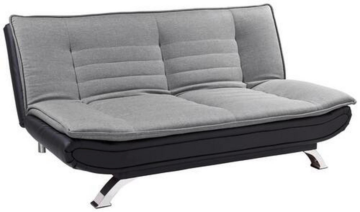 SCHLAFSOFA in Lederlook, Webstoff Grau, Schwarz, Edelstahlfarben  - Edelstahlfarben/Schwarz, Basics, Textil/Metall (190/90/102cm) - MID.YOU