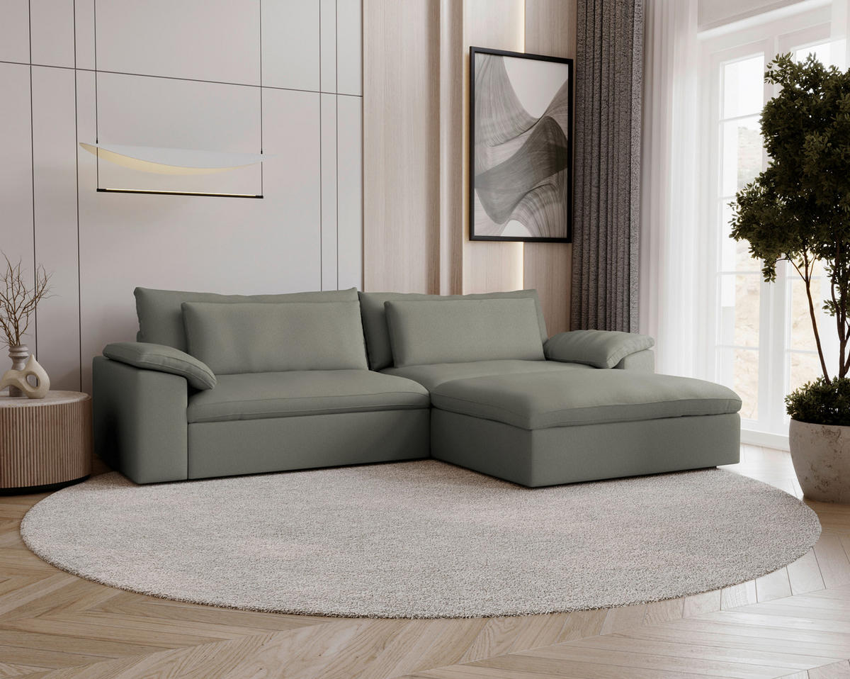 ECKSOFA  Chenille Graubraun  - Graubraun/Schwarz, Modern, Kunststoff/Textil (306/198cm) - Carryhome