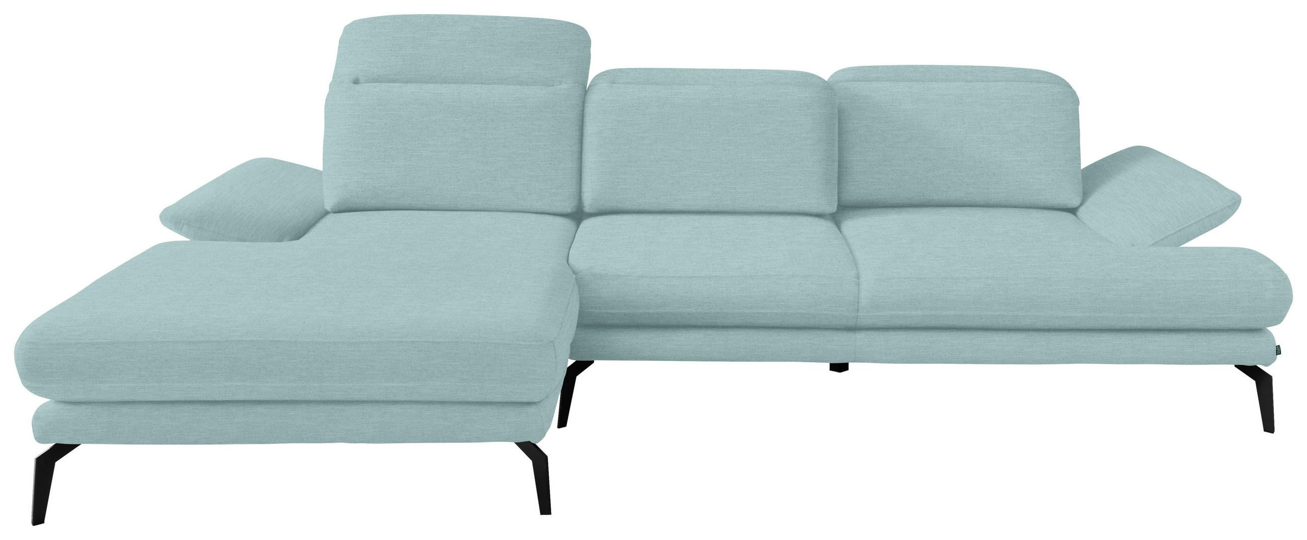 WOHNLANDSCHAFT inkl.Funktionen Mintgrün Webstoff Rücken echt, Armteilverstellung, Kopfteilverstellung, Sitztiefenverstellung  - Schwarz/Mintgrün, Design, Textil/Metall (180/289cm) - Stylife