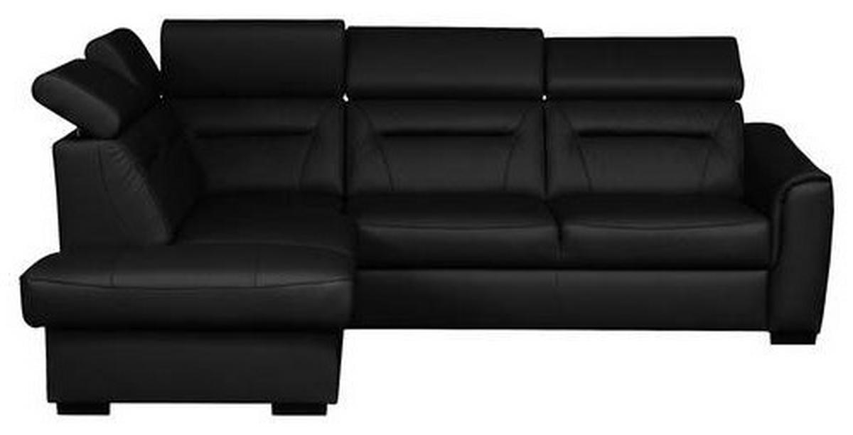 ECKSOFA Lederlook Echtleder Schwarz  - Wengefarben/Schwarz, Design, Leder/Holz (212/260cm) - Celina Home