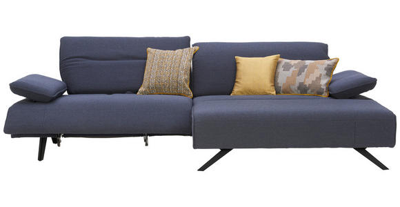 ECKSOFA in Flachgewebe Dunkelblau - Anthrazit/Dunkelblau, Design, Textil/Metall (280/165cm) - Ambiente